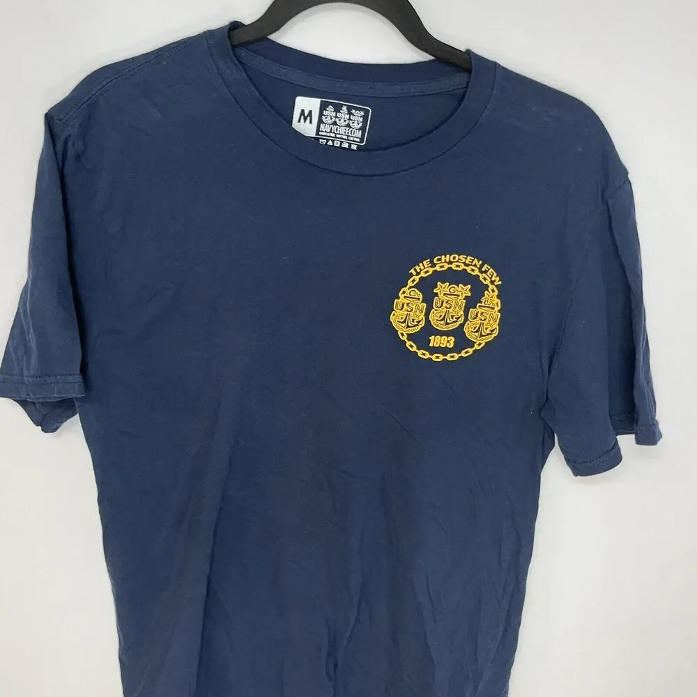 US Navy Shirt Medium Blue T-Shirt Short Sleeve Solid‎ Chiefs Chosen Few 1893
